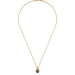 Christian Dior Vintage Crystal & Enamel CD Logo Pendant Necklace